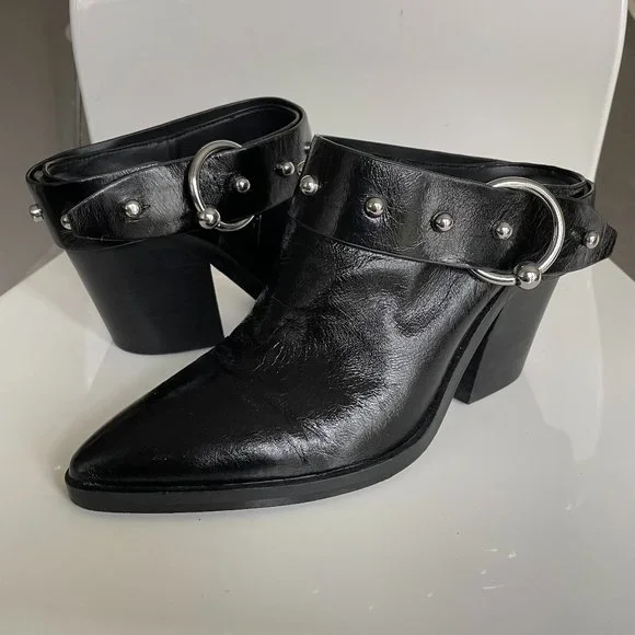 Black Studded Ankle Boots - Picture 2 of 8